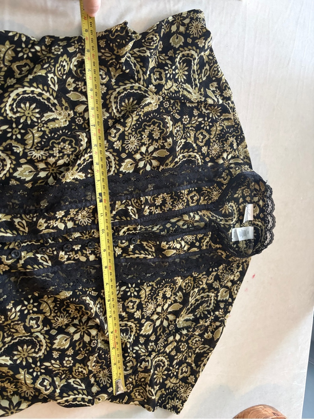 Emma James Black and Gold Floral Lace-Trim Blouse - Picture 11 of 12